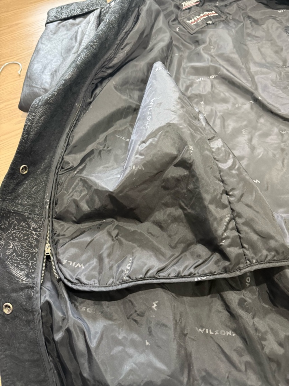 Wilsons Leather Jacket Suede Paisley Zip Liner Coat‎ Goth Steam Punk Industrial - Picture 11 of 15